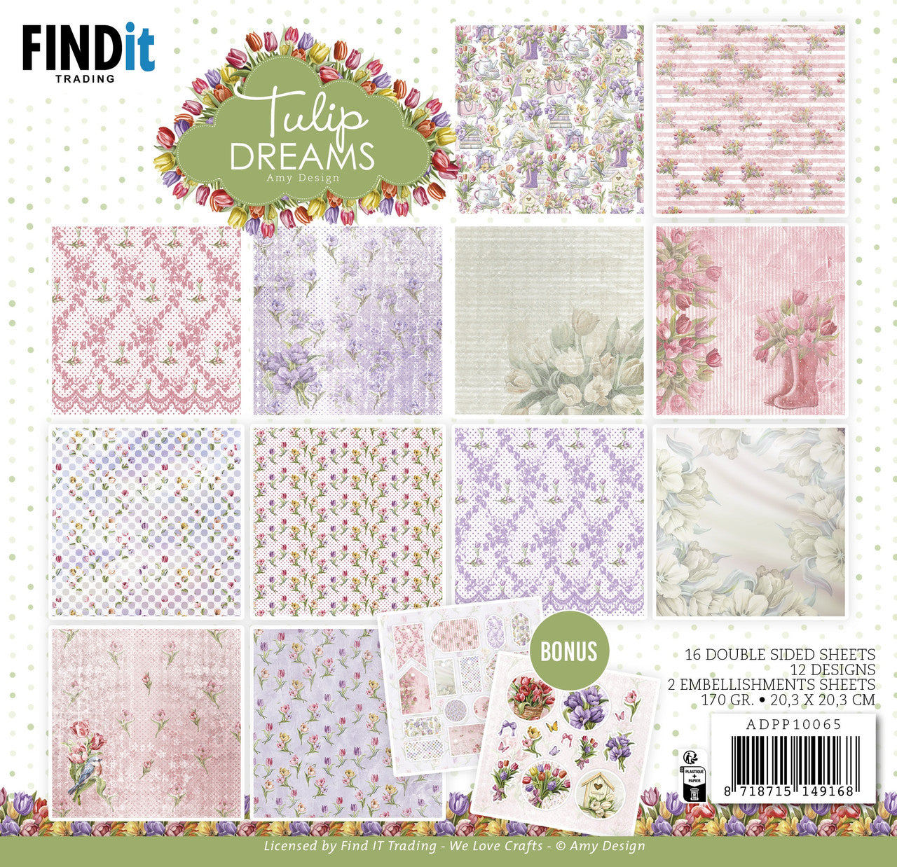 Find It Trading Tulip Dreams 8x8 Paper Pack