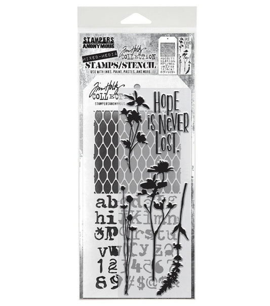 Tim Holtz Mixed media #21 Stamp/Stencil
