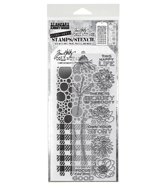 Tim Holtz Mixed Media #24 Stamp/Stencil